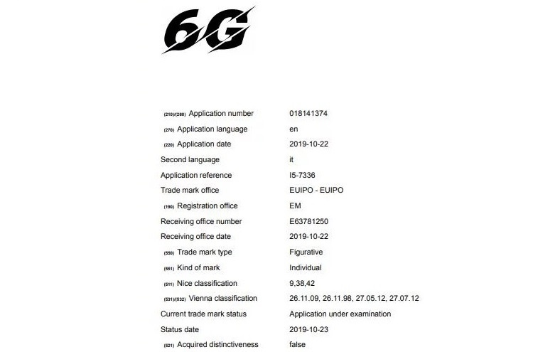 Vivo подала заявку на патент дизайна логотипа для сетей 6G