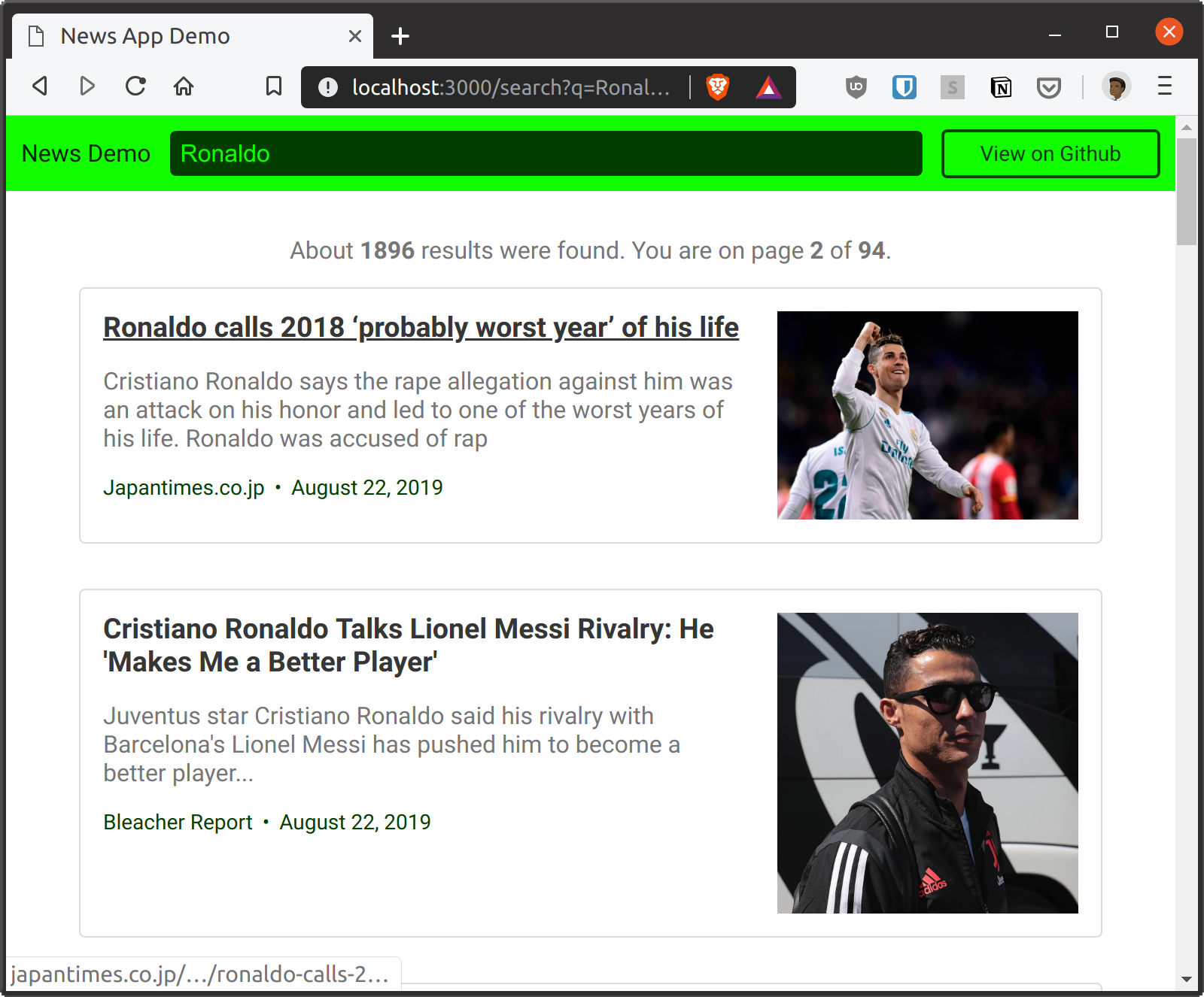 Как создать свое первое веб-приложение с помощью Go - 11 Browser showing current page