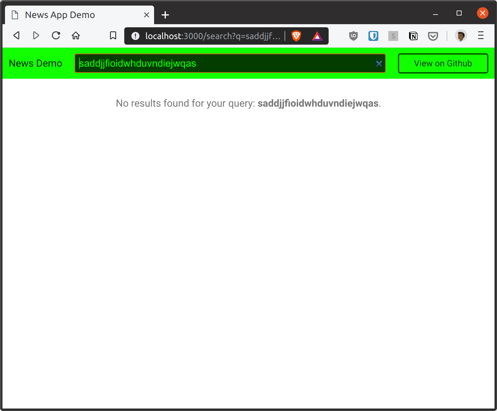 Как создать свое первое веб-приложение с помощью Go - 9 Browser showing no results found message