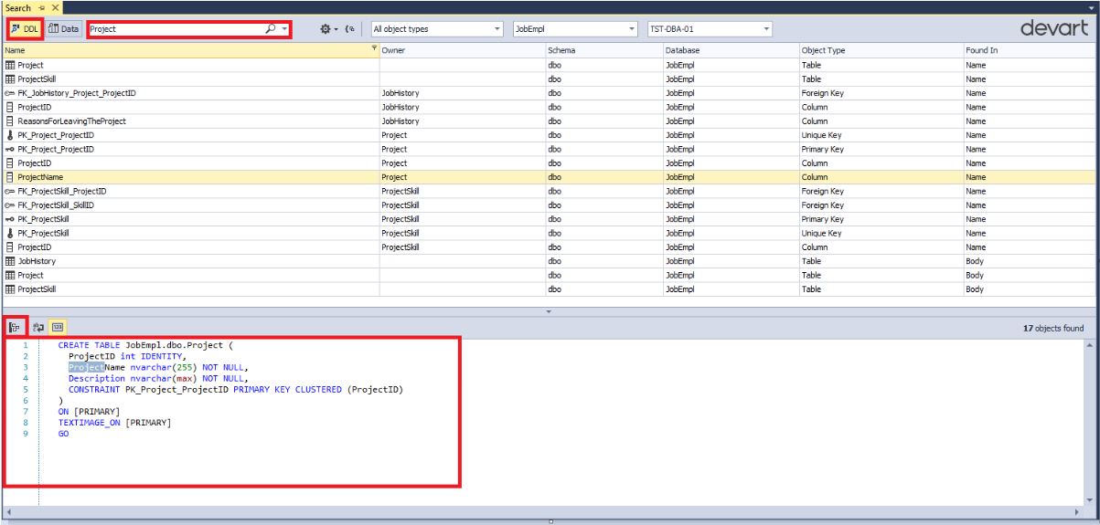 Поиск данных и объектов в базе данных MS SQL Server с помощью бесплатной утилиты dbForge Search - 13 Поиск данных и объектов в базе данных MS SQL Server с помощью бесплатной утилиты dbForge Search - 13