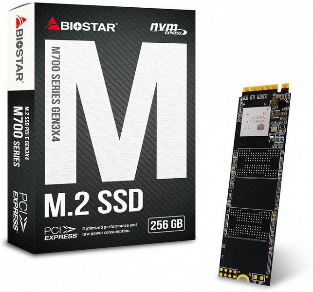 Твердотельные накопители Biostar M700 оснащены интерфейсом PCIe 3.0 x4