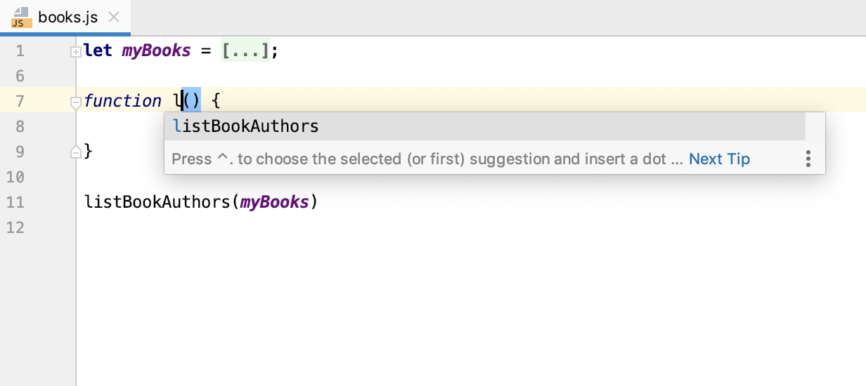 WebStorm 2019.3: ускоренный запуск, усовершенствованная поддержка Vue.js и другие улучшения - 6 suggestions-for-functions-names