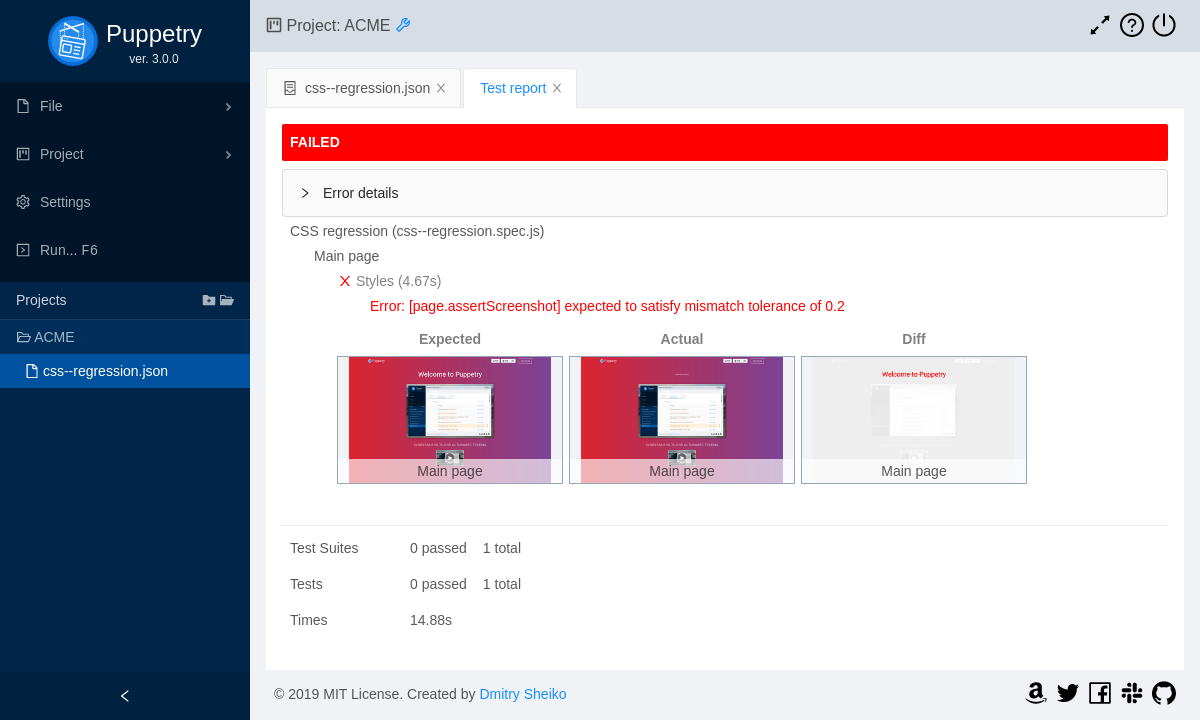 Puppetry 3: автоматизированное тестирование без единой строки кода - 4 регрессионное тестирование CSS - отчет