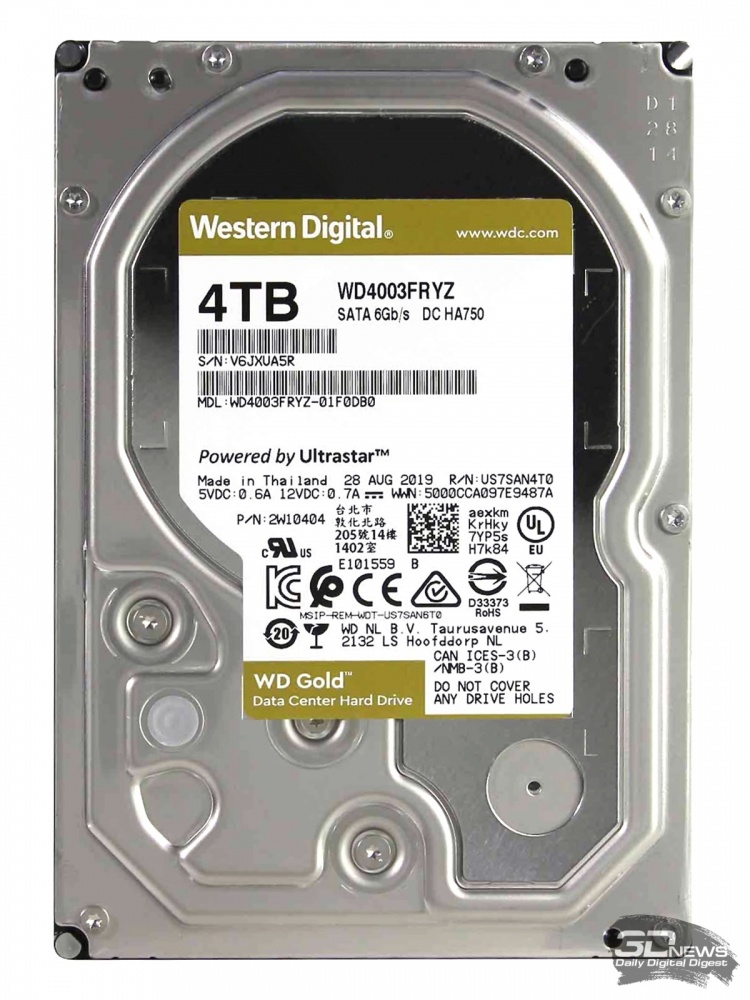 Новая статья: Обзор жесткого диска WD Gold 4 Тбайт (WD4003FRYZ): для ЦОДа и для дома