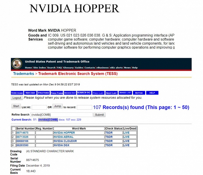 Многочиповые GPU Nvidia на подходе? Компания зарегистрировала торговую марку Hopper