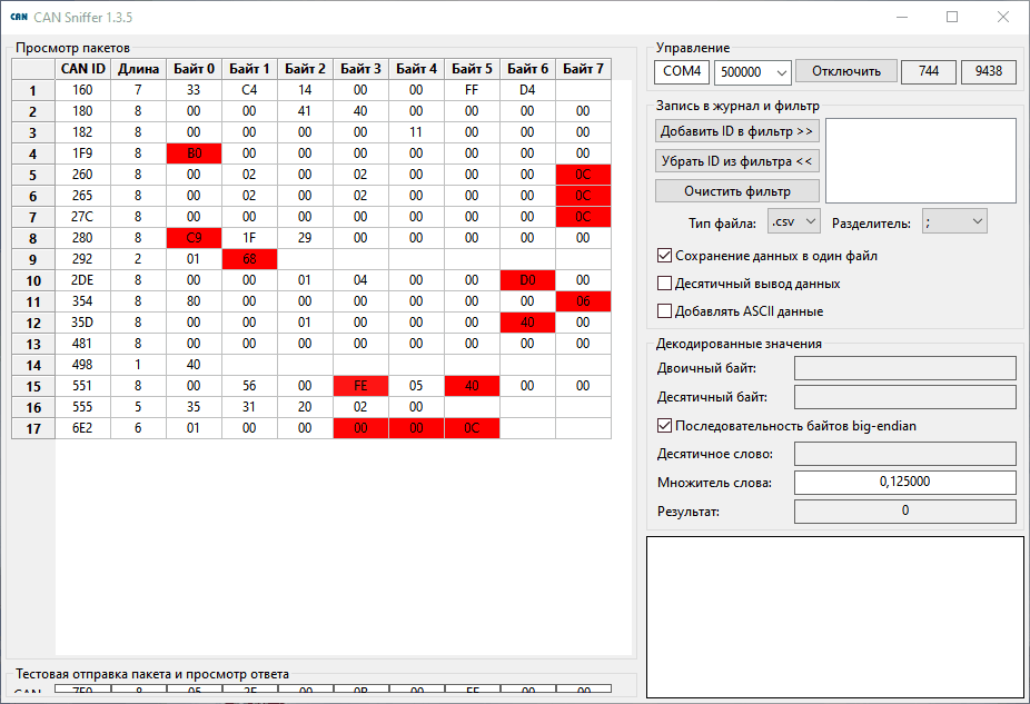 CAN sniffer - 9