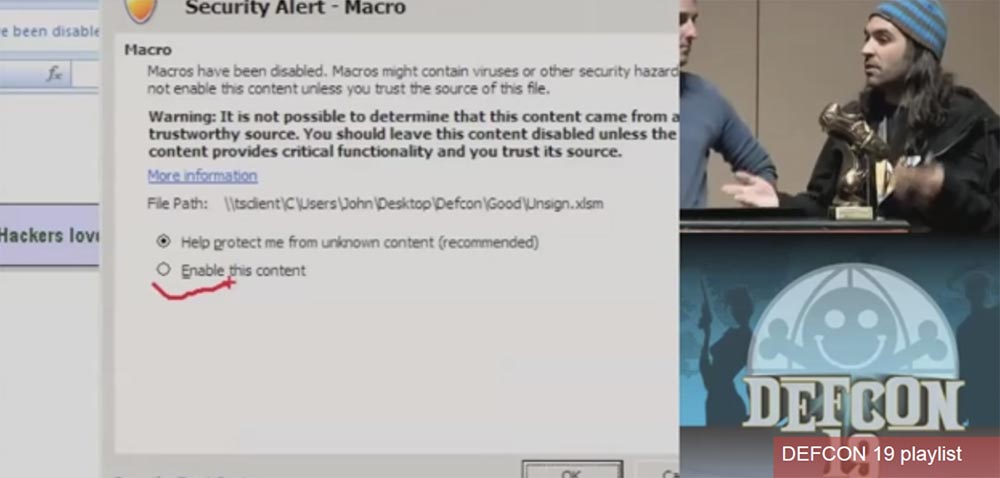 Конференция DEFCON 19. Начальство любит Excel, хакеры тоже - 20
