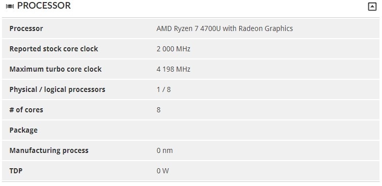 AMD Ryzen 7 4700U «засветился» в 3DMark: восемь ядер Zen 2 с частотой до 4,2 ГГц