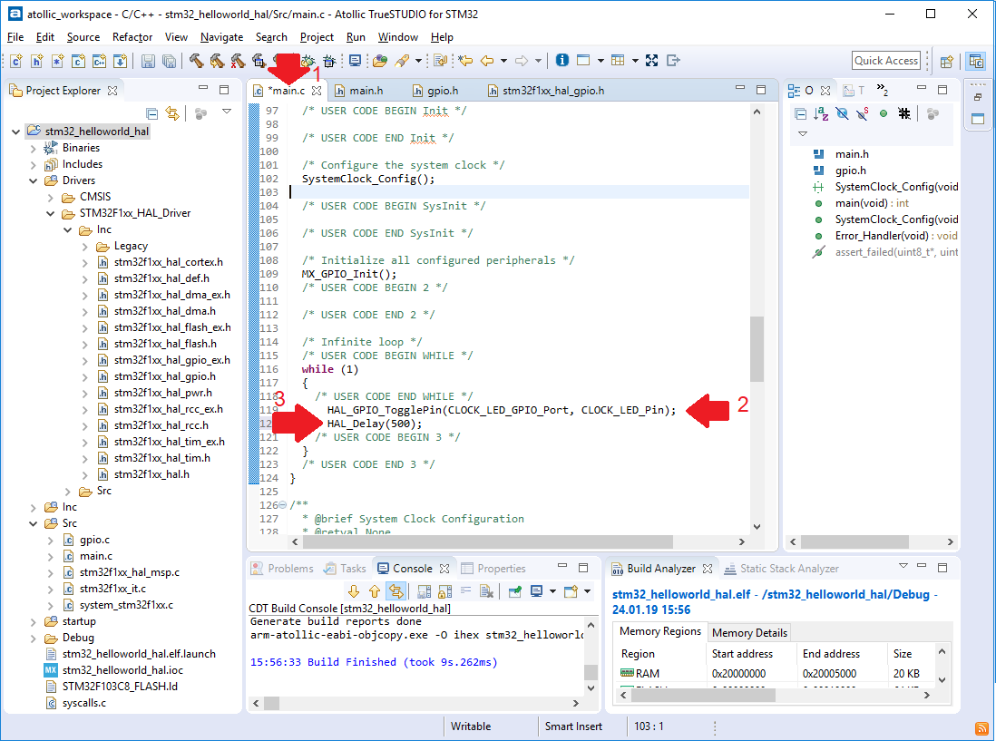 STM32 fast start. Часть 2 Hello World на HAL, отладка в Atollic TrueSTUDIO - 6