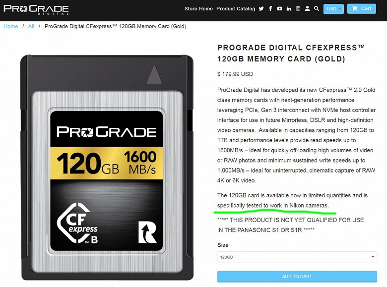 Карта памяти ProGrade Digital CFexpress объемом 120 ГБ проверена на совместимость с камерами Nikon - 1 Карта памяти ProGrade Digital CFexpress объемом 120 ГБ проверена на совместимость с камерами Nikon