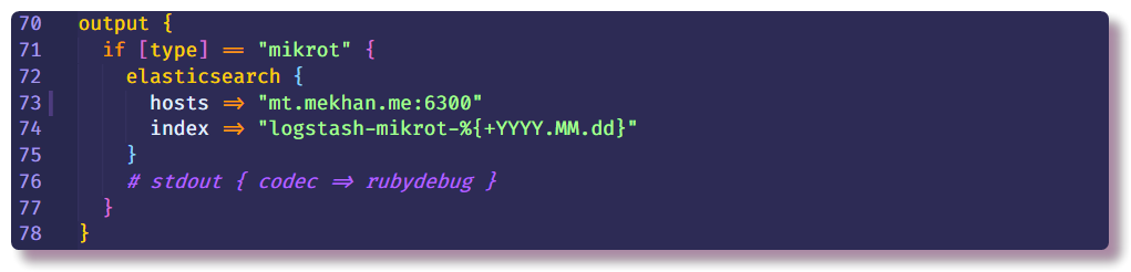 Разбор настройки ELK 7.5 для анализа логов Mikrotik - 8 Разбор настройки ELK 7.5 для анализа логов Mikrotik - 8