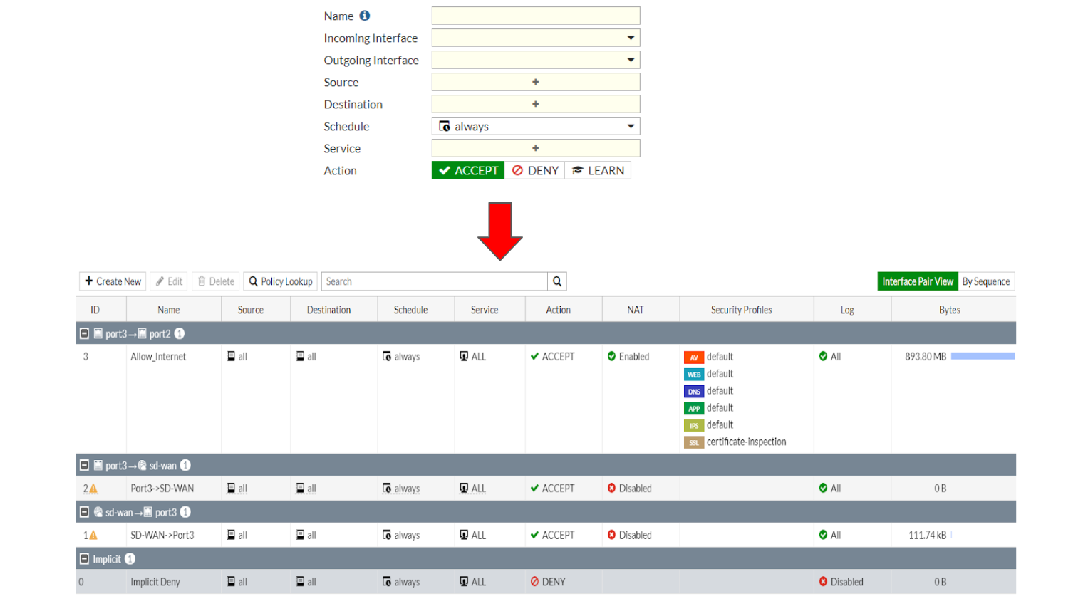 4. Fortinet Getting Started v6.0. Firewall Policies - 2