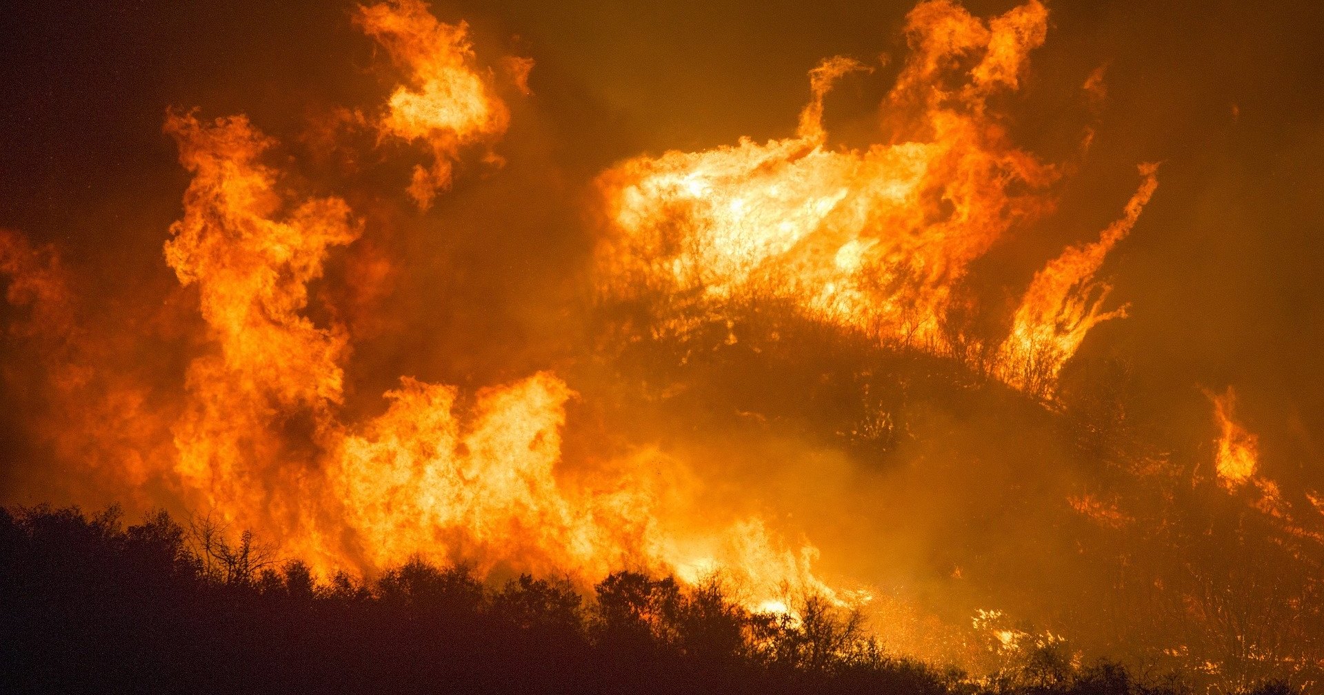 Ужасы природы: пожарные пытаются вырваться из огненного котла