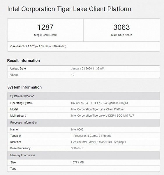 Четырехъядерный CPU Intel Tiger Lake сравнили с Core i7-1065G7. Насколько новинка быстрее?