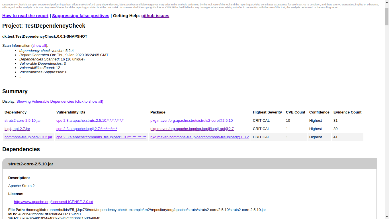 Использование сканера уязвимостей в используемых библиотеках Dependency-Check в GitlabCI - 2
