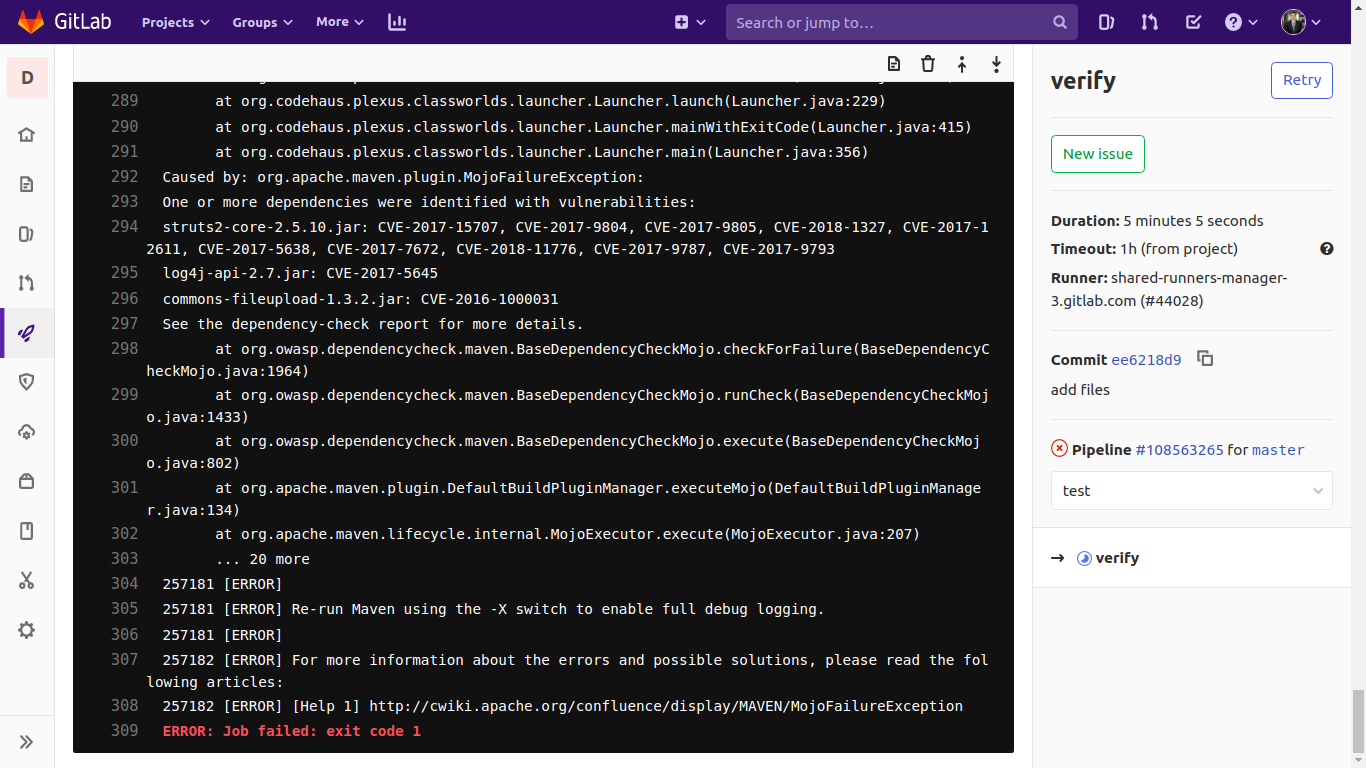 Использование сканера уязвимостей в используемых библиотеках Dependency-Check в GitlabCI - 6 Использование сканера уязвимостей в используемых библиотеках Dependency-Check в GitlabCI - 6