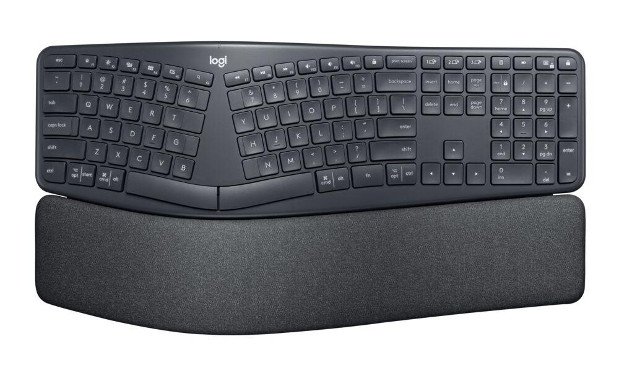 Основной блок клавиш эргономичной клавиатуры Logitech ERGO K860 разделен на две части