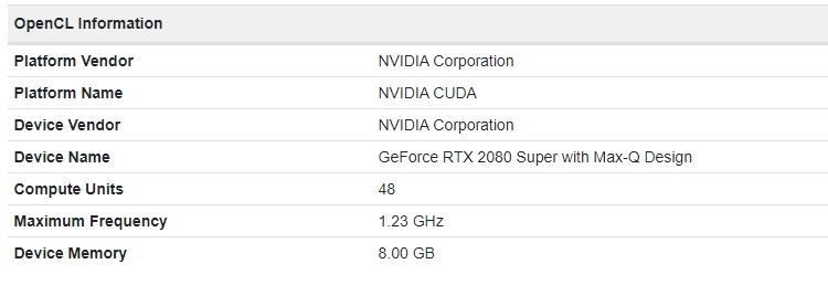 Мобильная NVIDIA GeForce RTX 2080 Super замечена в Geekbench