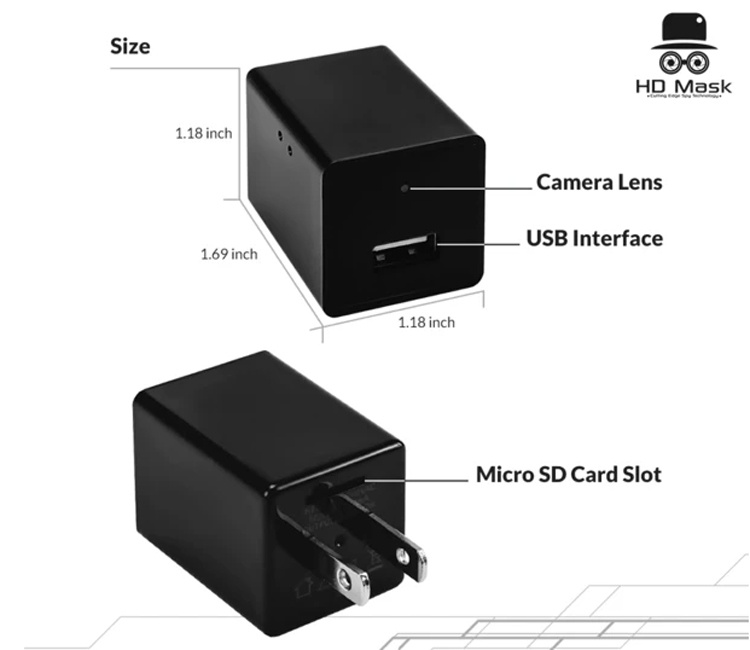 Скрытая камера наблюдения HD Mask замаскирована под зарядное USB-устройство
