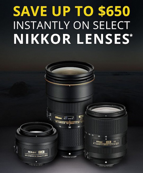 Nikon вводит скидки на 28 моделей объективов Nikkor