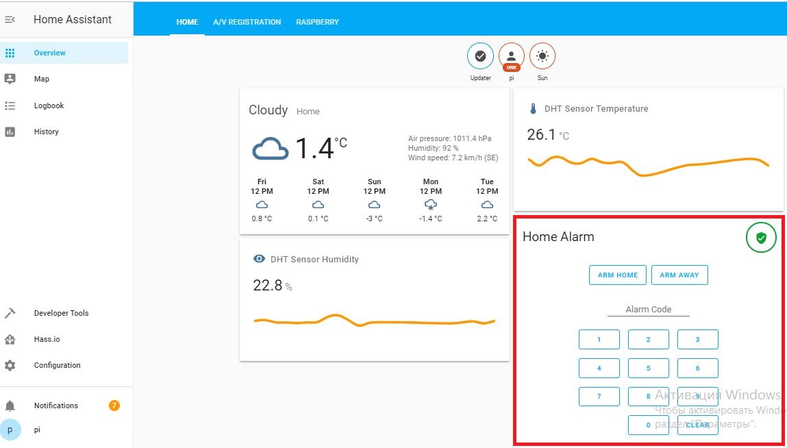 Датчик движения и подключение сигнализации и видеорегистрации в Home Assistant на Raspberry pi - 2