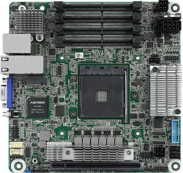 Системная плата ASRock X570D4I-2T типоразмера mini-ITX X570 оснащена двумя портами 10 GbE