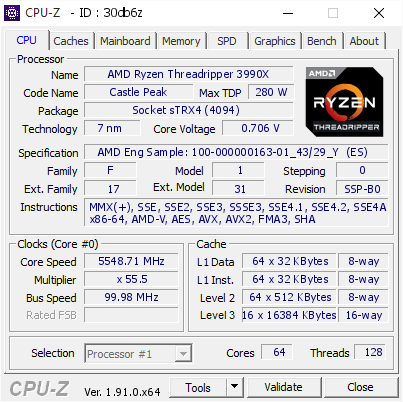 AMD Ryzen Threadripper 3990X разогнался под жидким азотом до 5,5 ГГц