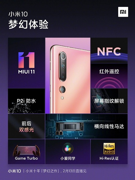 Xiaomi Mi 10 получил водозащиту, многорежимный NFC, MIUI 11 и ИК-излучатель