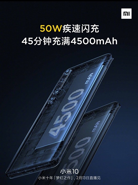 Емкость аккумулятора Xiaomi Mi 10 выросла за день