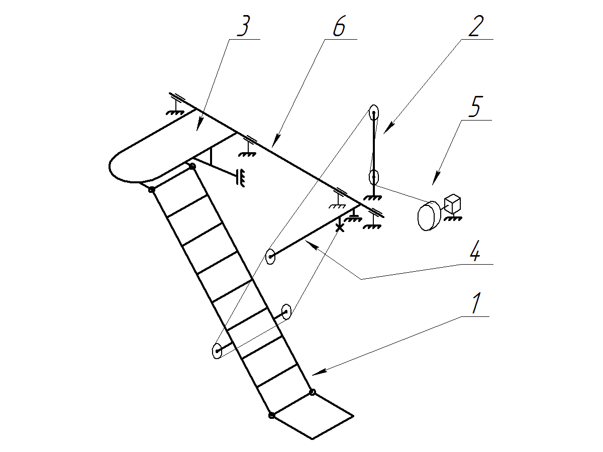 Кинематическая схема забортного трапа