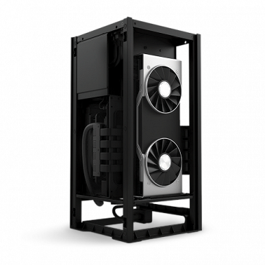 Корпус NZXT H1 рассчитан на плату типоразмера mini-ITX и укомплектован блоком питания и СЖО