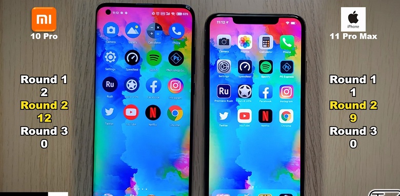 Xiaomi Mi 10 Pro против iPhone 11 Pro Max. Кто окажется быстрее по скорости запуска приложений?