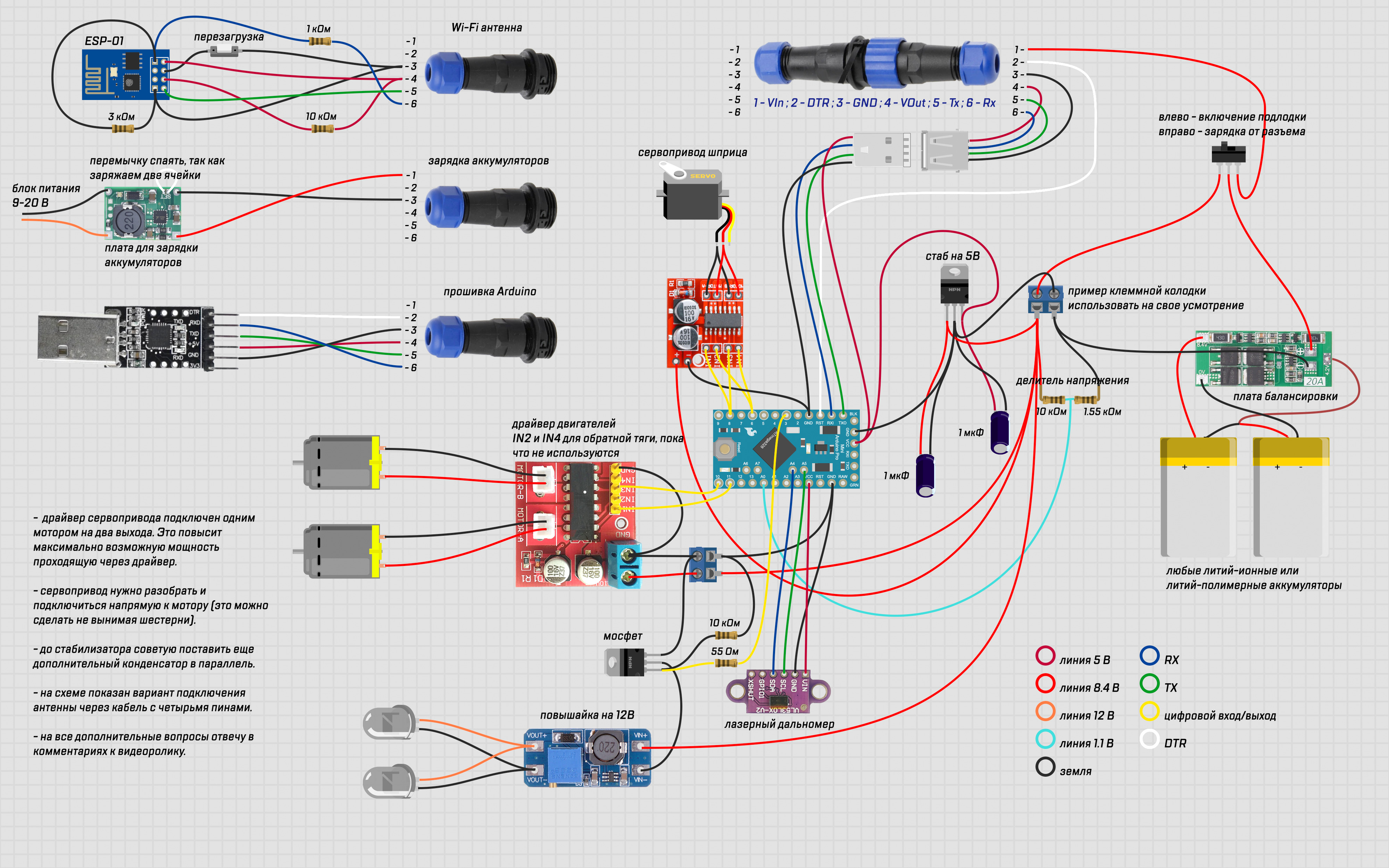 Самодельная подводная лодка с надводной wi-fi антенной - 17
