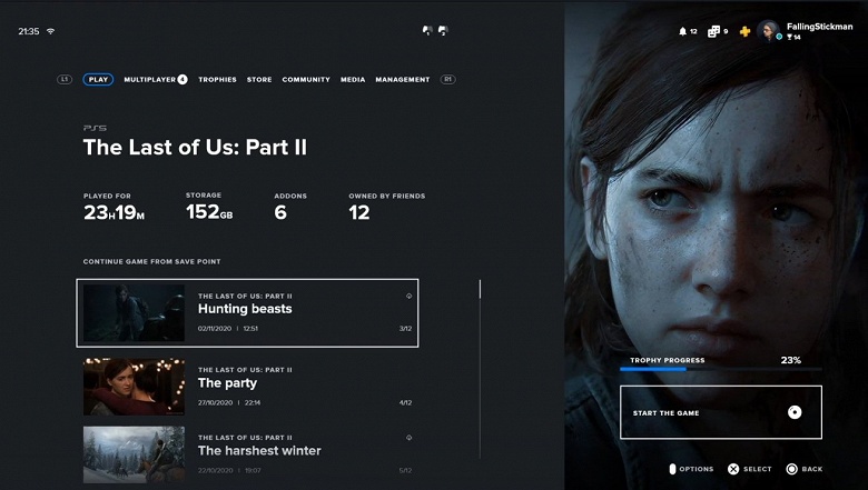 Главное меню PlayStation 5 на примере ожидаемой игры The Last of Us Part II - 2 Главное меню PlayStation 5 на примере ожидаемой игры The Last of Us Part II