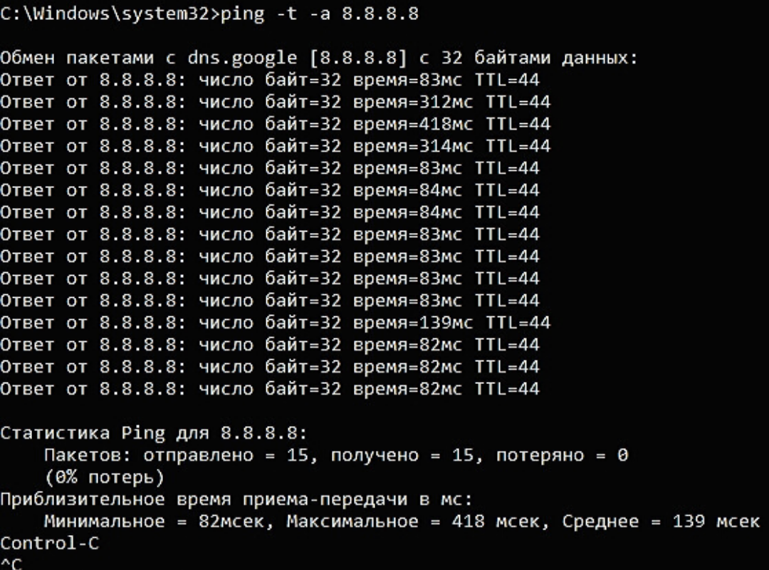 Ping packet