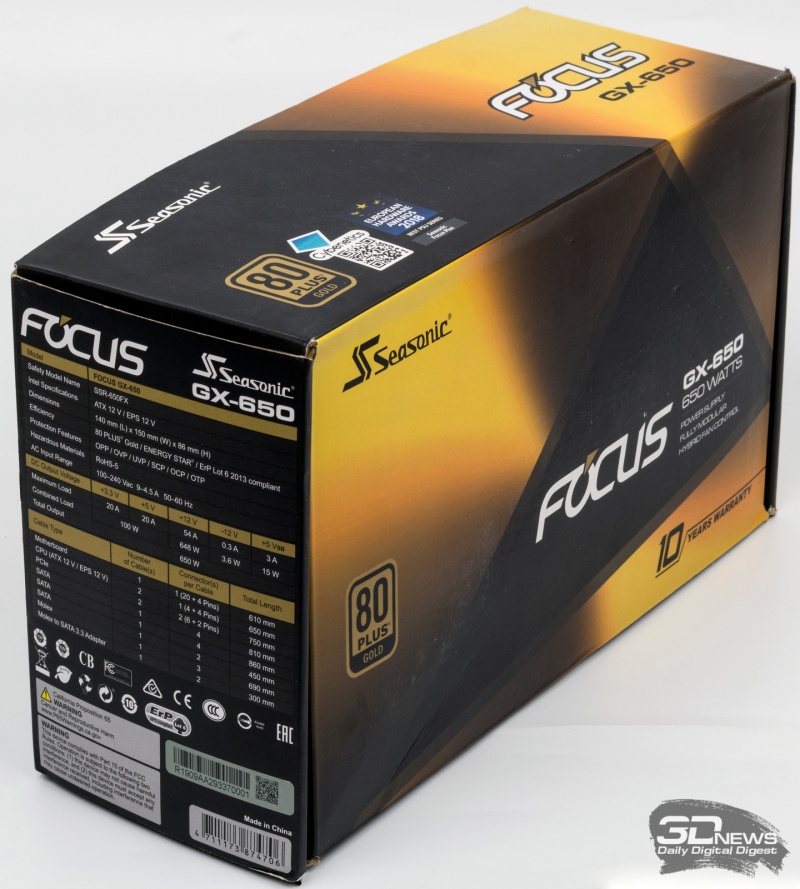 Новая статья: Обзор блока питания Seasonic FOCUS GX-650: фокус на «золото»