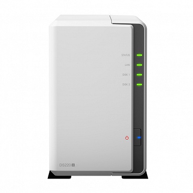 Хранилище с сетевым подключением Synology DiskStation DS220j вмещает два накопителя