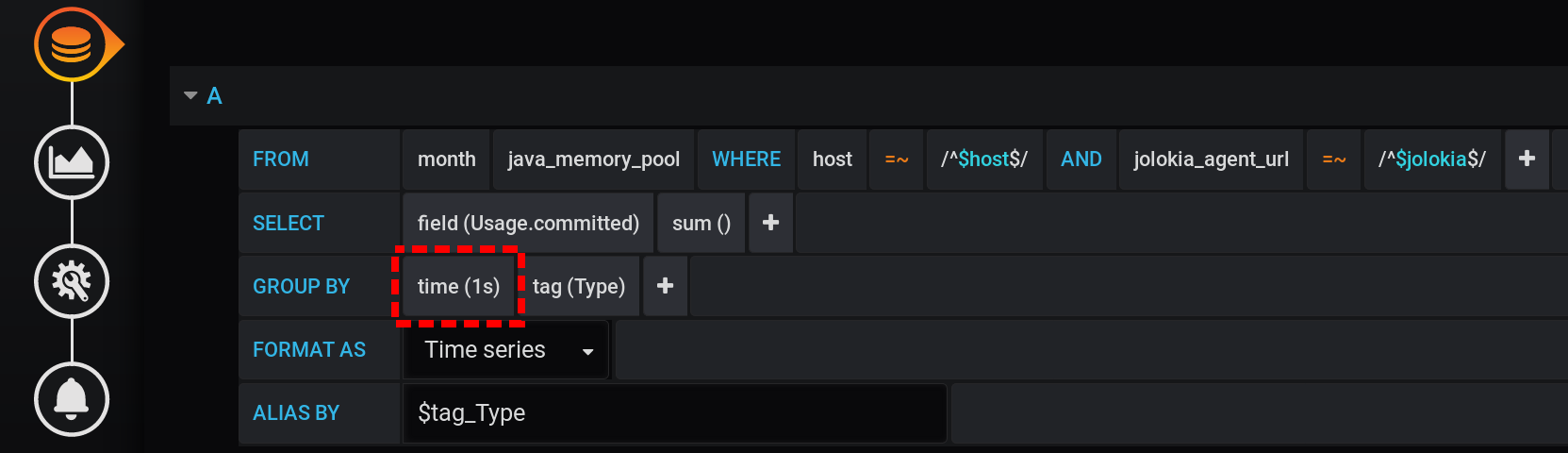 Grafana, InfluxDB, два тега и одна сумма. Или как посчитать сумму подгрупп? - 9