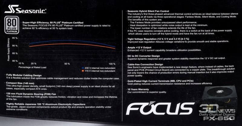 Новая статья: Обзор блока питания Seasonic FOCUS PX-650 (SSR-650PX): молчание — платина