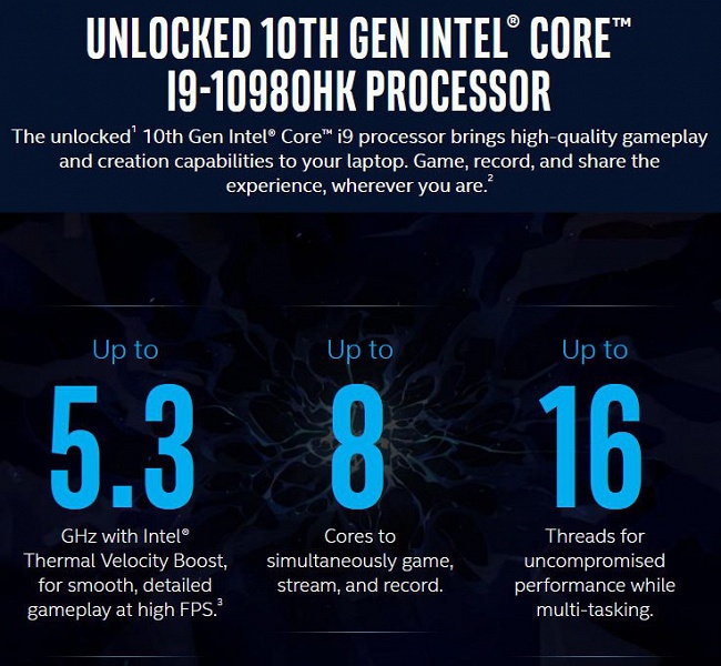5,3 ГГц в мобильном процессоре — теперь официально. Core i9-10980HK действительно сможет работать на такой частоте