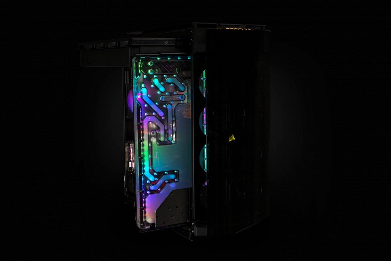 Агрегат EK-Quantum Reflection Obsidian 1000D D5 PWM D-RGB поддерживает подключение до двух водоблоков CPU, до пяти водоблоков GPU и до двух радиаторов