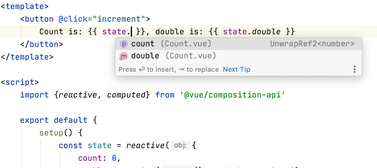 WebStorm 2020.1: улучшения в интерфейсе, поддержка Vuex и запуск Prettier при сохранении файлов - 7 vue-composition-api-support