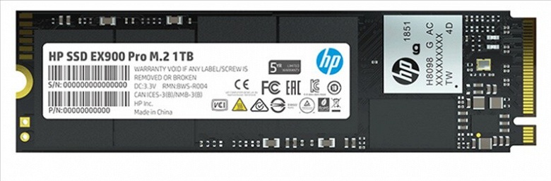 На твердотельные накопители HP EX900 Pro типоразмера M.2 с поддержкой NVMe 1.3 будет предоставляться пятилетняя гарантия - 1 На твердотельные накопители HP EX900 Pro типоразмера M.2 с поддержкой NVMe 1.3 будет предоставляться пятилетняя гарантия