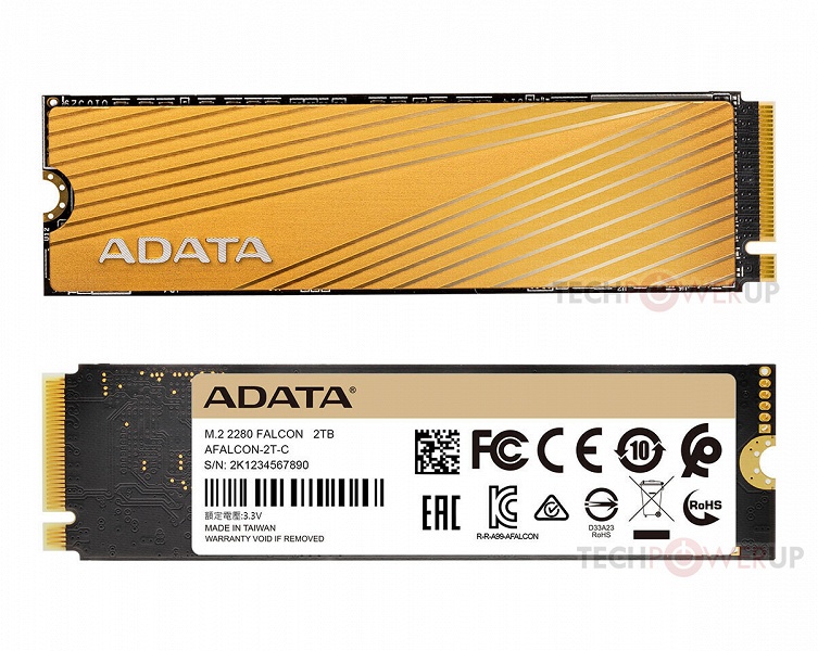 Накопители Adata Falcon типоразмера M.2 с интерфейсом PCIe Gen3 x4 выпускаются объемом до 2 ТБ