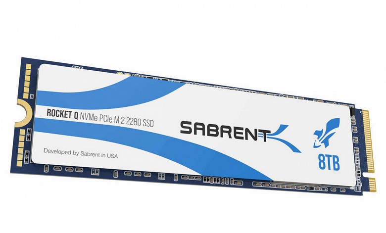 Представлен первый в мире SSD M.2 с NVMe объёмом 8 ТБ. Модель Sabrent Rocket Q пока не имеет цены