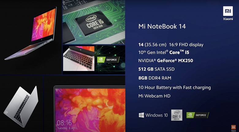 Xiaomi представила ноутбуки Xiaomi Mi NoteBook 14 и NoteBook 14 Horizon Edition