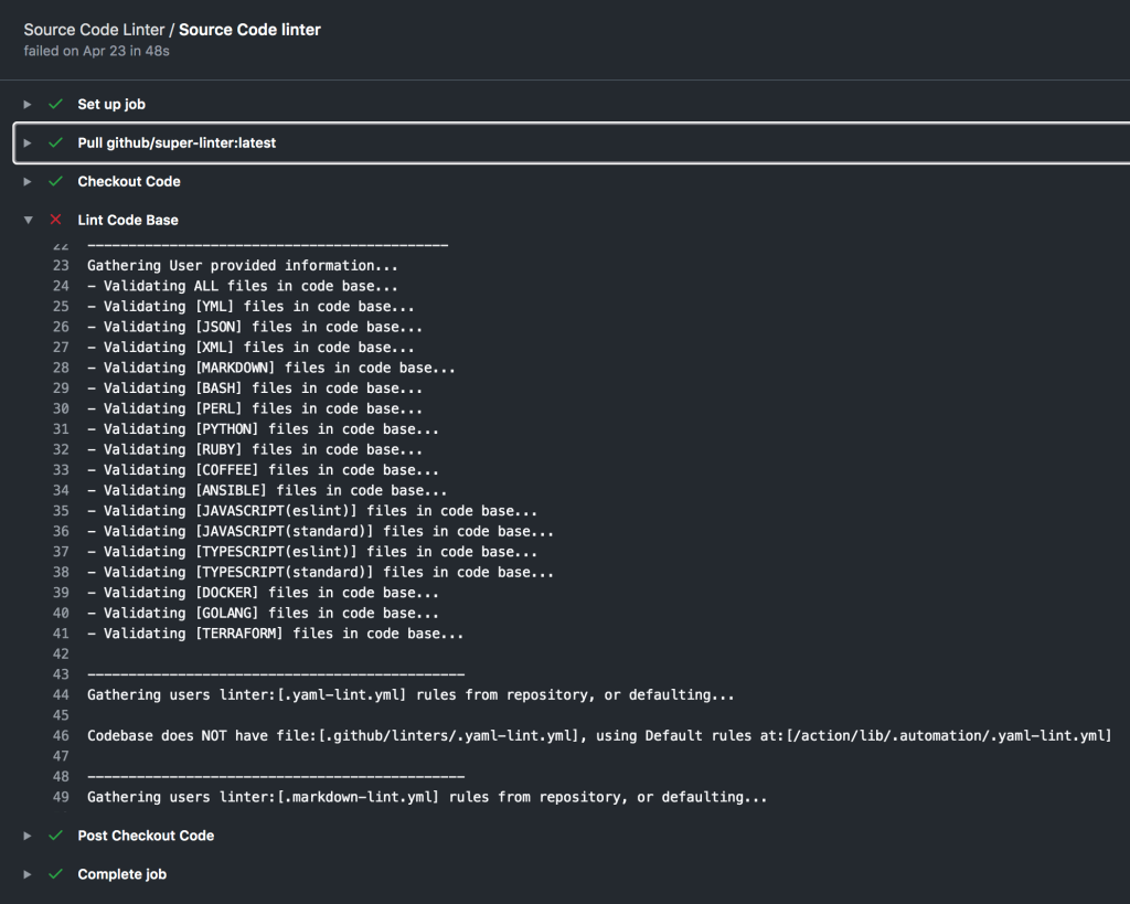 Линтер на все случаи жизни — GitHub Super Linter - 2