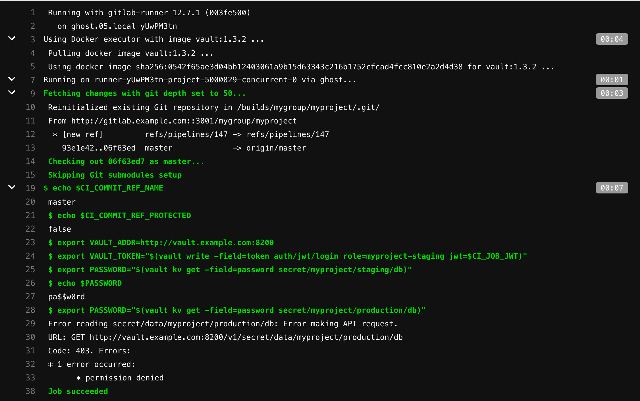Аутентификация и чтение секретов в HashiCorp's Vault через GitLab CI - 2