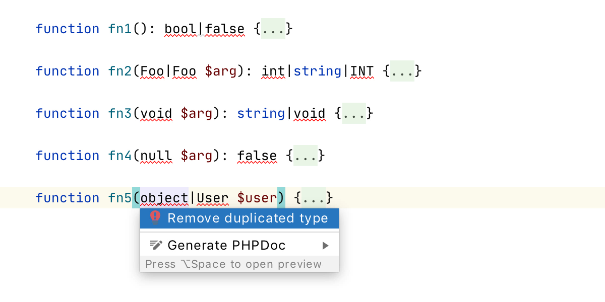 PhpStorm 2020.2: объединенные типы PHP 8, новый движок потока управления, пул-реквесты GitHub, OpenAPI - 8