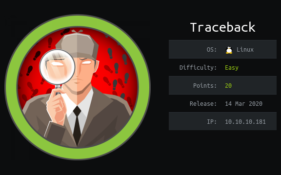 HackTheBox. Прохождение Traceback. Бэкдор, LUA, SSH - 1